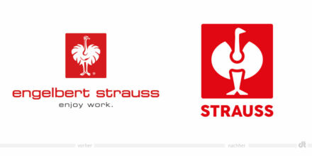 Engelbert Strauss Logo – vorher und nachher, Bildquelle: Engelbert Strauss, Bildmontage: dt