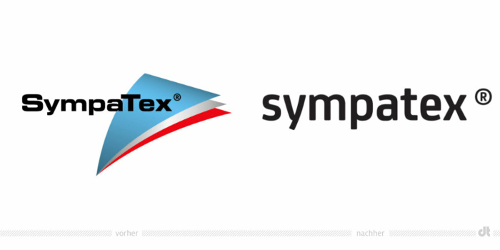 Sympatex Logo – vorher und nachher, Bildquelle: Sympatex, Bildmontage: dt