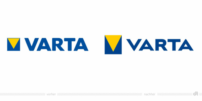 VARTA AG Logo – vorher und nachher, Bildquelle: VARTA AG, Bildmontage: dt