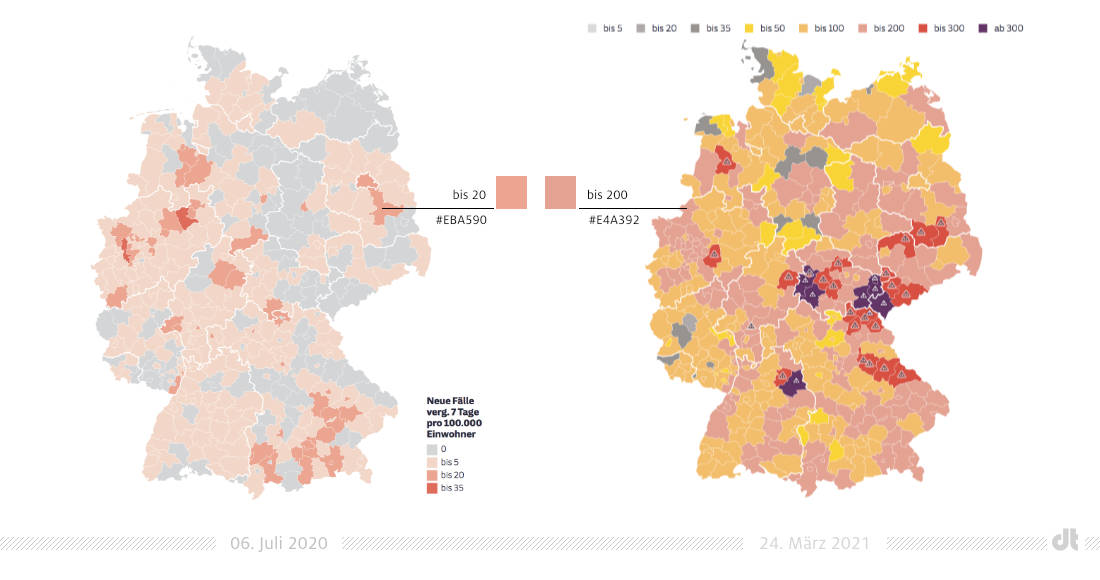 Coronavirus Neuinfektionen Deutschland Karte – SZ – Vergleich Zeitraum