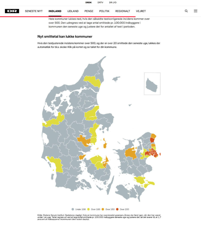 Coronavirus Neuinfektionen Dänemark Karte – DR