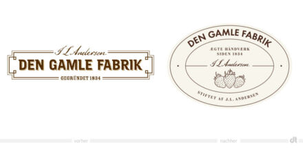 Den Gamle Fabrik Logo – vorher und nachher