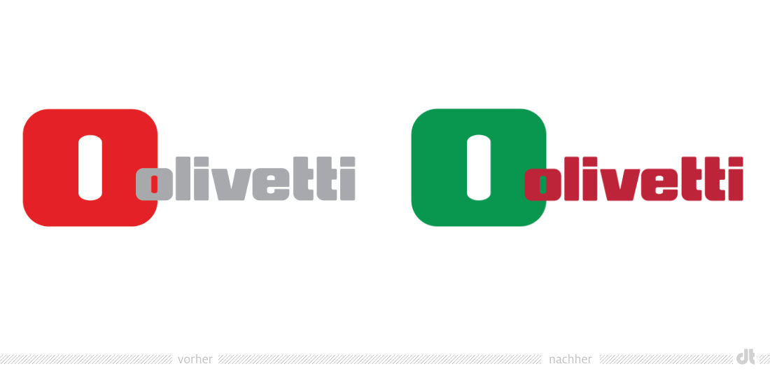 Olivetti Logo – vorher und nachher