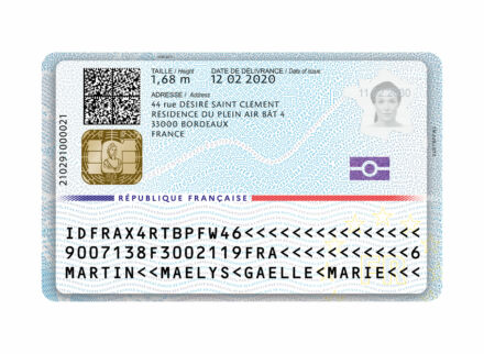 Frankreich Personalausweis (Rückseite), Quelle: Französische Regierung / Wikipedia