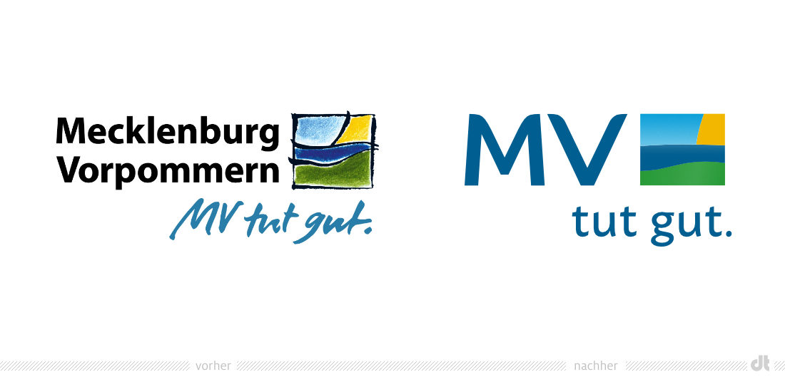Mecklenburg-Vorpommern Logo – vorher und nachher, Bildquelle: Staatskanzlei Mecklenburg-Vorpommern, Bildmontage: dt