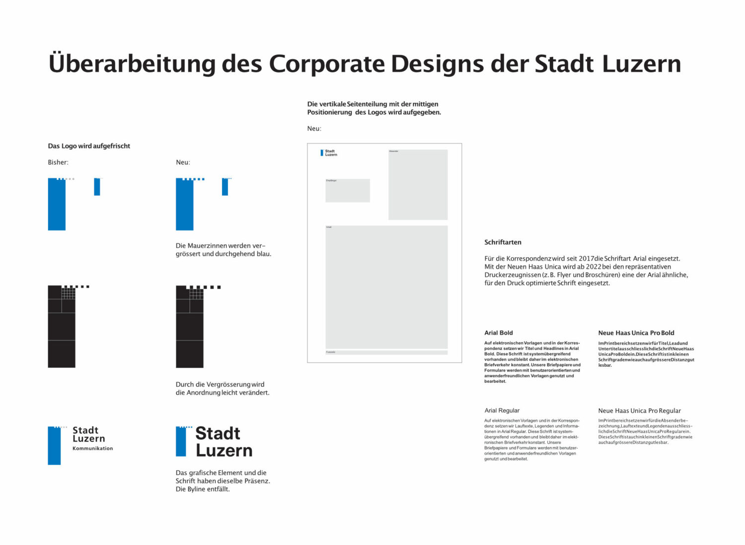 Stadt Luzern – Überarbeitung des Corporate Designs. Quelle: Stadtverwaltung Luzern