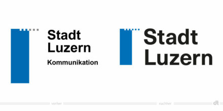 Stadt Luzern Logo – vorher und nachher, Bildquelle: Stadtverwaltung Luzern, Bildmontage: dt