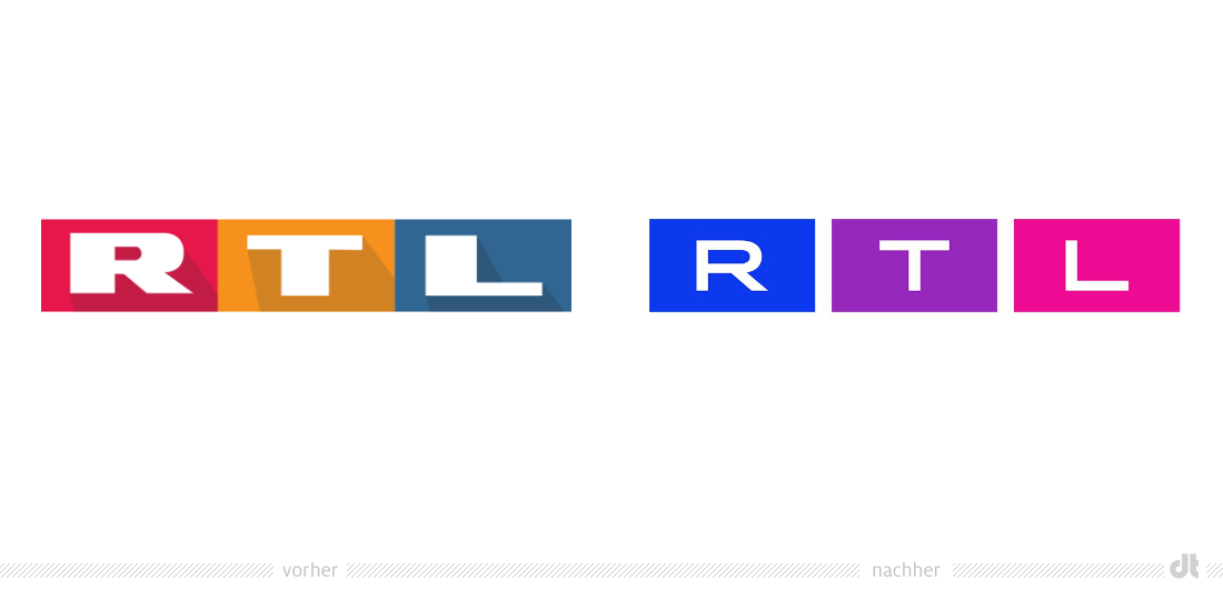 RTL Logo – vorher und nachher, Bildquelle: RTL / TVNOW