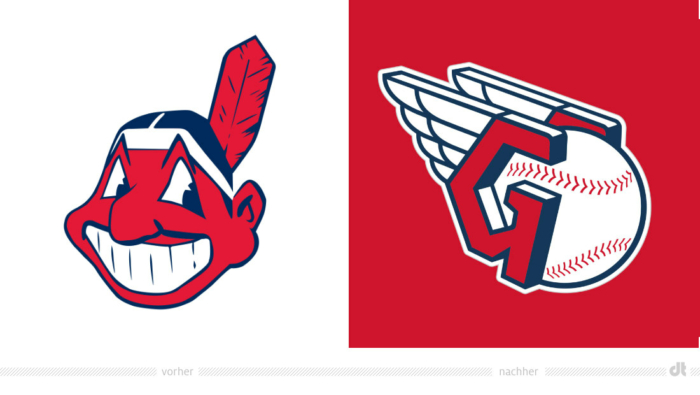 Cleveland Indians/Guardians Logo – vorher und nachher