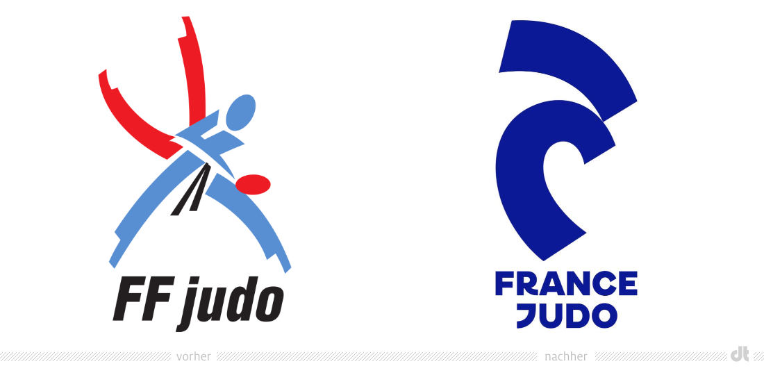 France Judo Logo – vorher und nachher, Bildquelle: Fédération française de judo, Bildmontage: dt