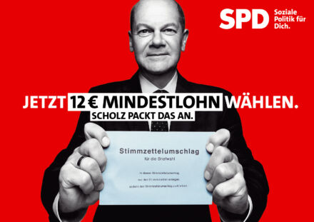 SPD Plakat Bundestagswahl 2021 – 12 € Mindestlohn