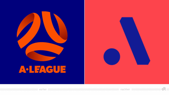 A-League Logo – vorher und nachher, Bildquelle: A-League, Bildmontage: dt