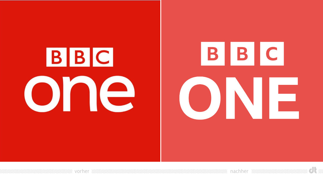 BBC One Logo – vorher und nachher, Bildquelle: BBC, Bildmontage: dt