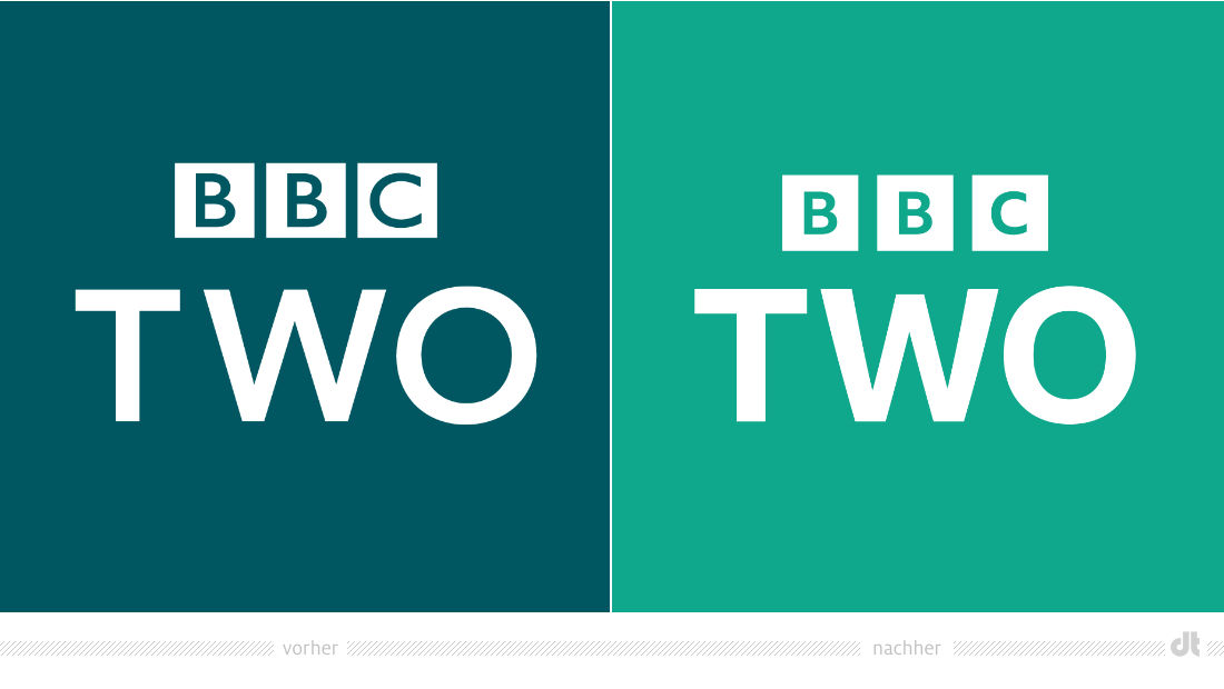 BBC Two Logo – vorher und nachher, Bildquelle: BBC, Bildmontage: dt