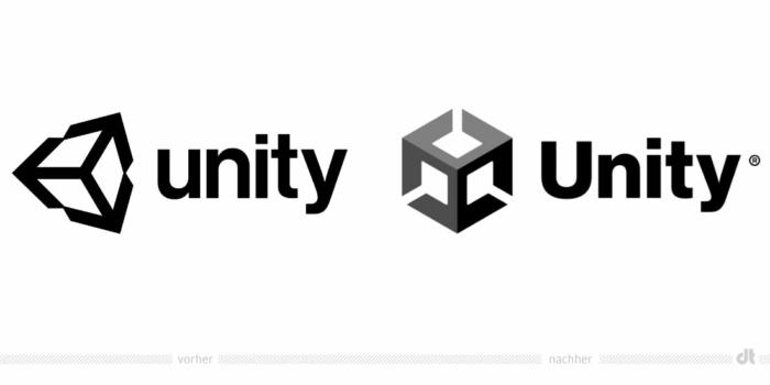 Unity Logo – vorher und nachher, Bildquelle: Unity, Bildmontage: dt