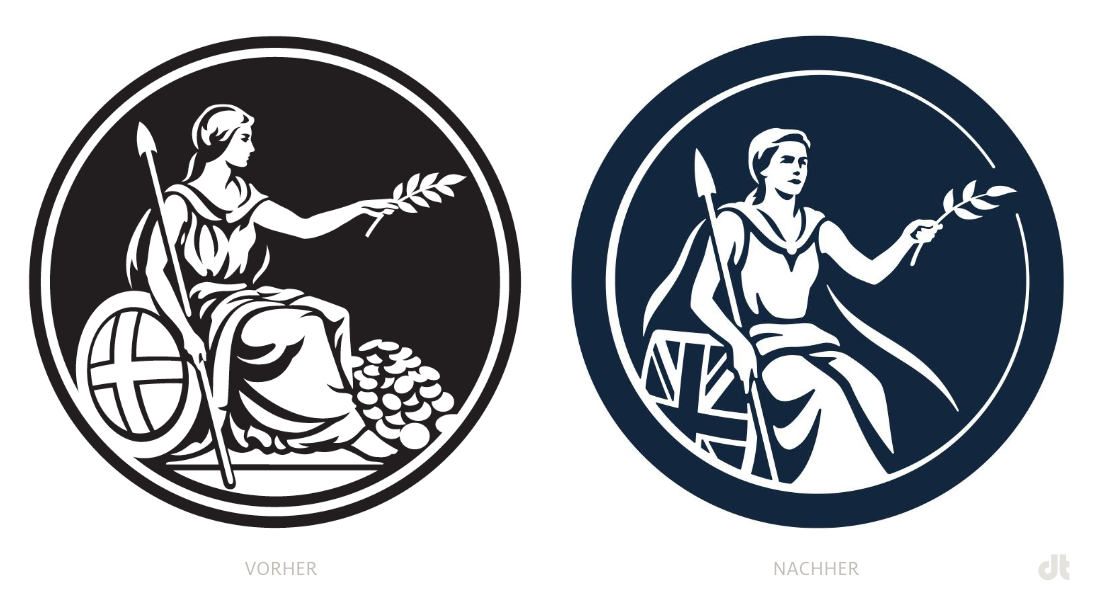 Bank of England Britannia Logo – vorher und nachher