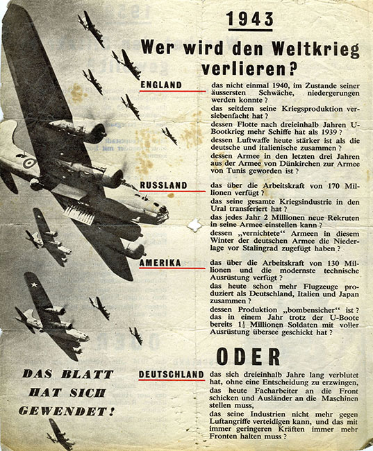 Alliierten Flugblatt aus der Zeit des Zweiten Weltkriegs