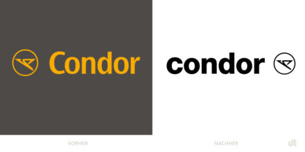 Condor logo - before and after