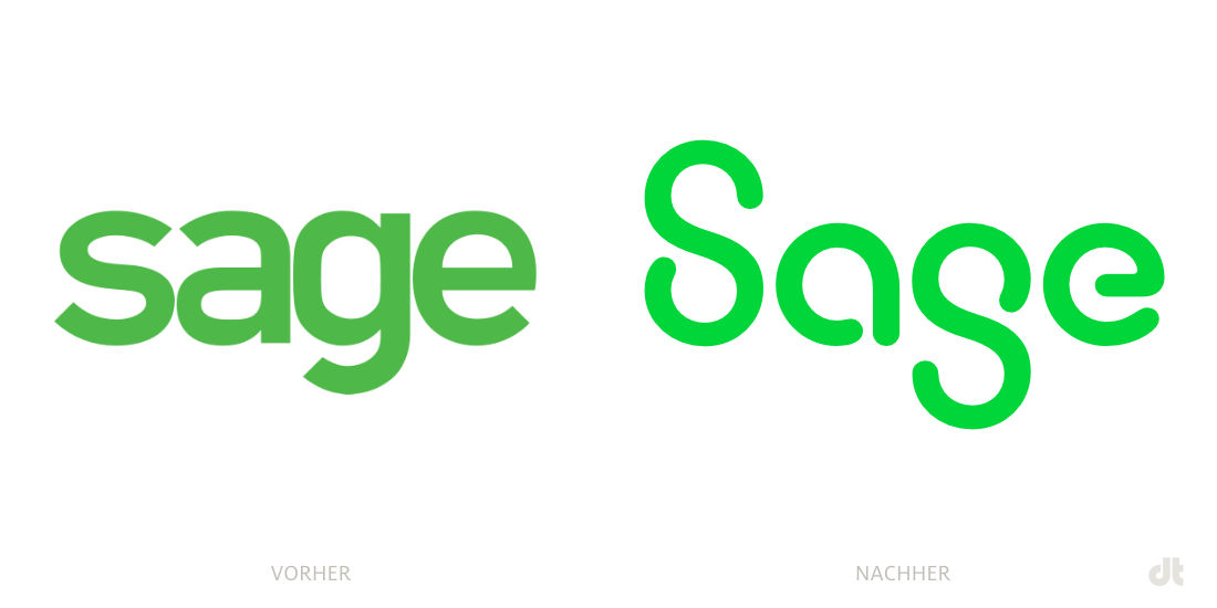 Sage Group Logo – vorher und nachher