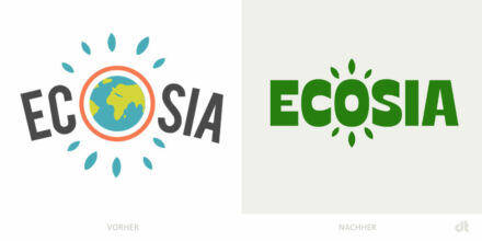 Ecosia Logo – vorher und nachher