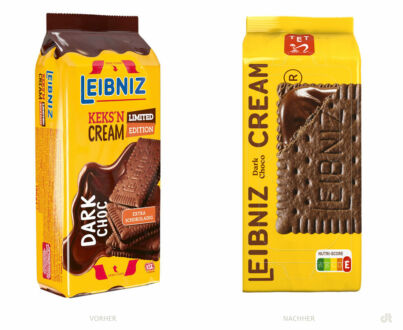Leibniz Keks'n Cream dark choc – vorher und nachher