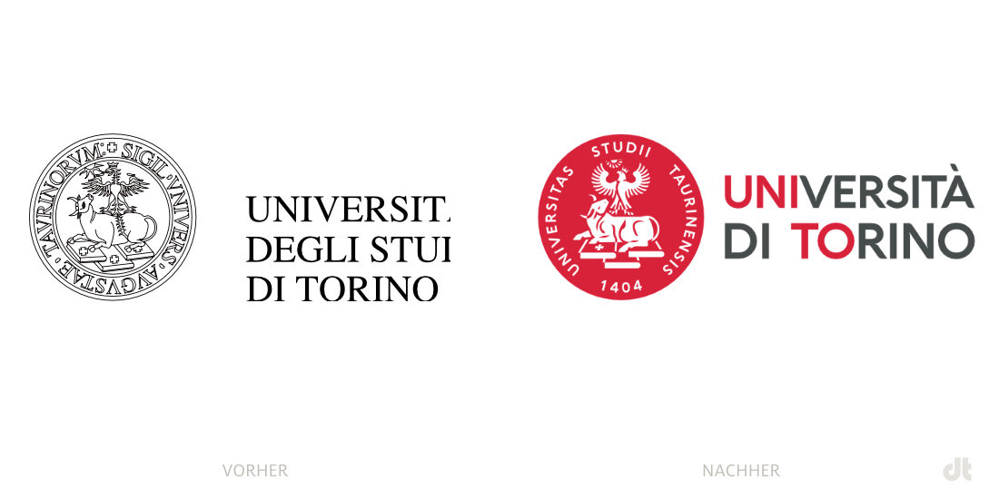 Universität Turin Logo – vorher und nachher