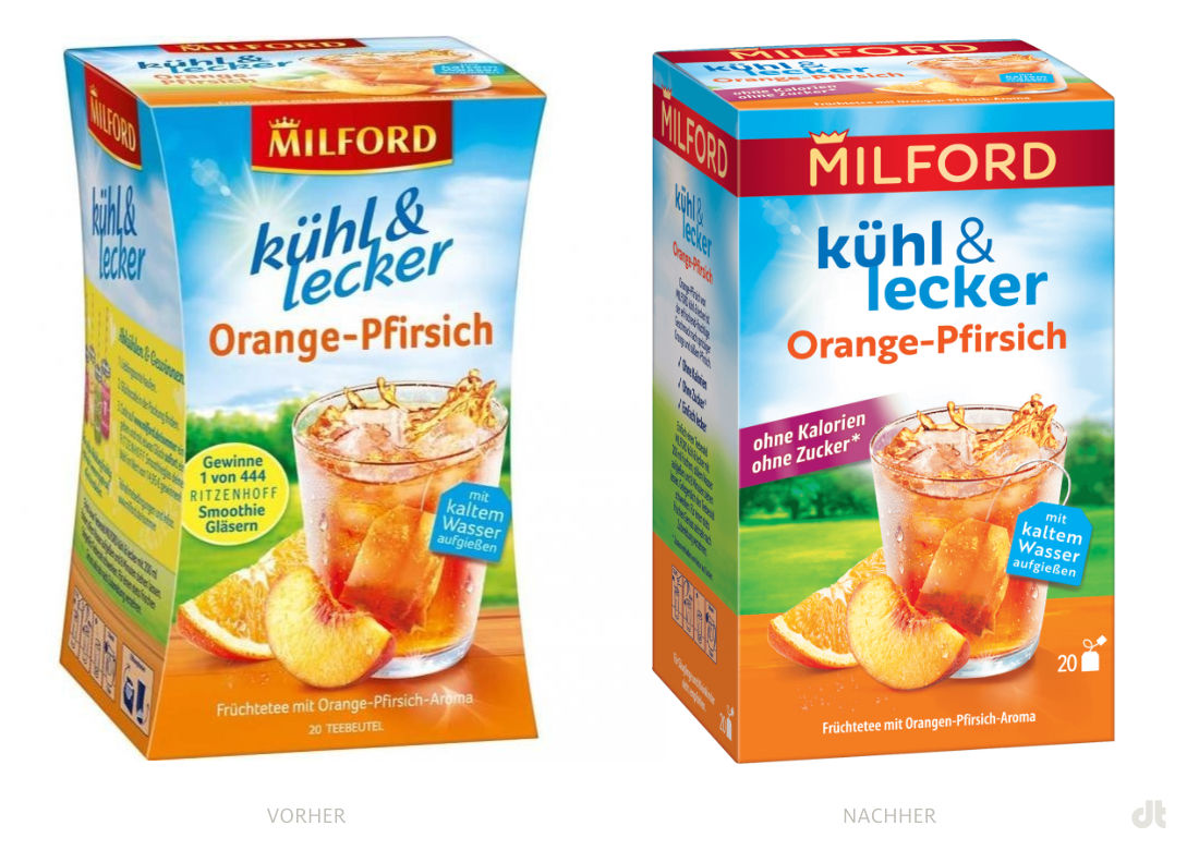 Milford kühl & lecker Orange-Pfirsich – vorher und nachher