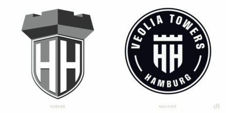 Towers Hamburg Logo – vorher und nachher, Bildquelle: Veolia Towers Hamburg, Bildmontage: dt
