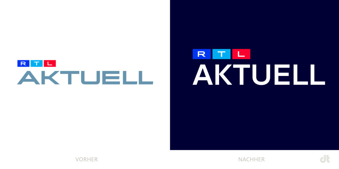 RTL Aktuell Logo – vorher und nachher, Bildquelle: RTL, Bildmontage: dt
