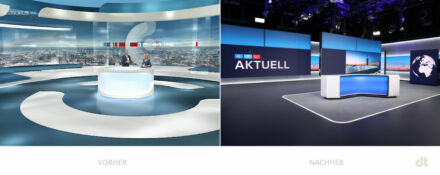 RTL Aktuell Studio – before and after, image source: RTL, CapeRock, image montage: dt