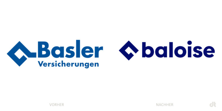 Basler / Baloise Logo – vorher und nachher, Bildquelle: Baloise, Bildmontage: dt