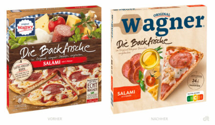 Original Wagner Die Backfrische Salami – vorher und nachher, Bildquelle: Nestle Wagner, Bildmontage: dt