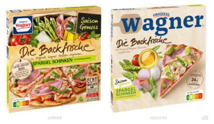 Original Wagner Die Backfrische Spargel Schinken – vorher und nachher, Bildquelle: Nestle Wagner, Bildmontage: dt
