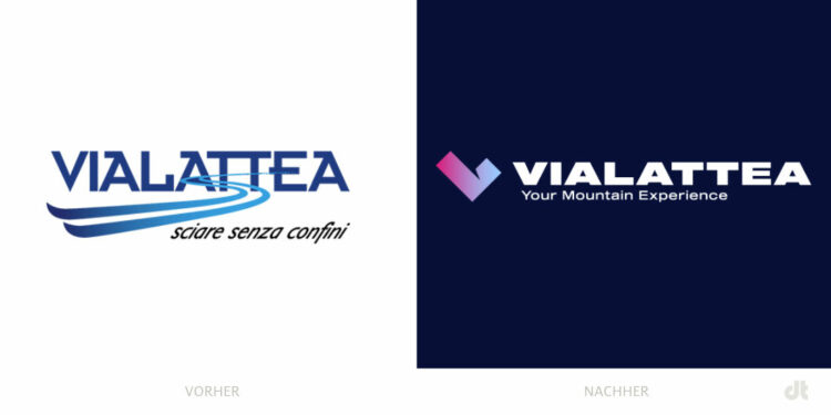 Vialattea Logo – vorher und nachher, Bildquelle: Via Lattea, Bildmontage: dt