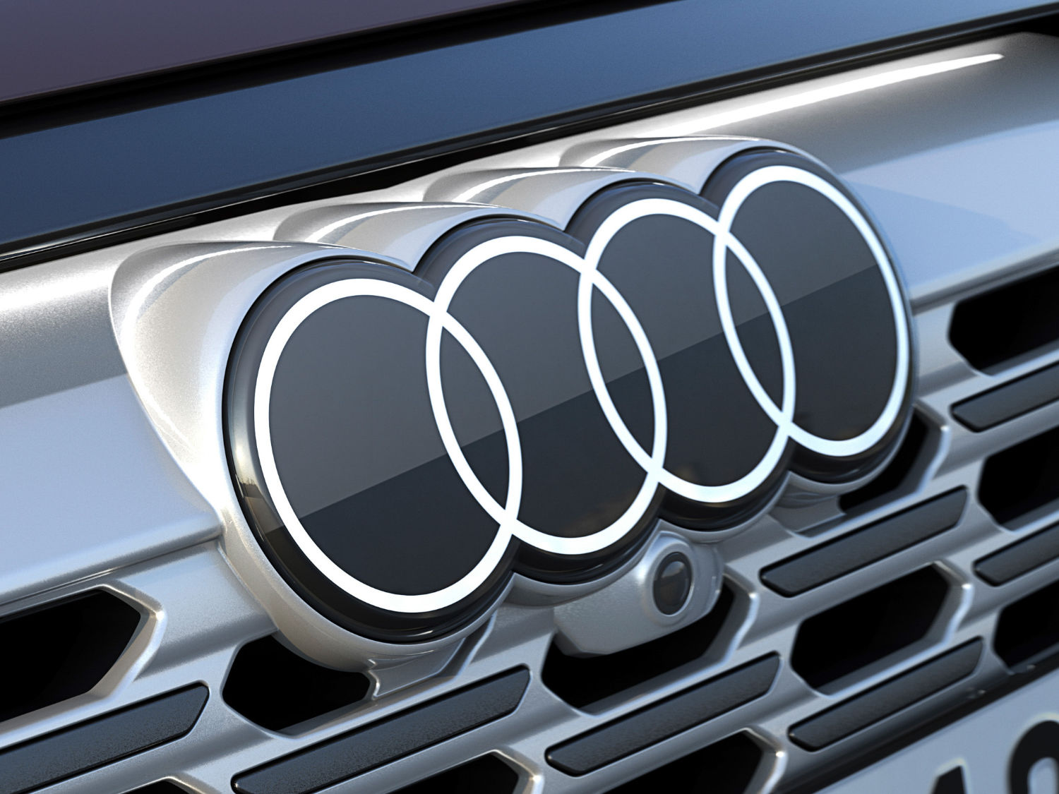 Die neuen Audi-Ringe am Fahrzeug – Audi Q8 Sportback 55 e-tron quattro, Quelle: Audi