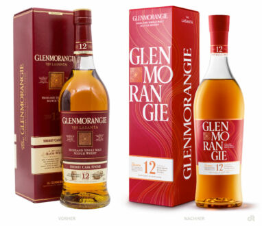 Glenmorangie Whisky – vorher und nachher, Bildquelle: Glenmorangie Whiskey / LVMH, Bildmontage: dt