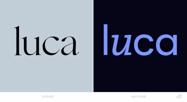 Luca (App) Logo – vorher und nachher, Bildquelle: Luca, Bildmontage: dt