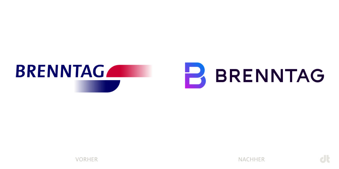 Brenntag Logo – vorher und nachher, Bildquelle: Brenntag, Bildmontage: dt