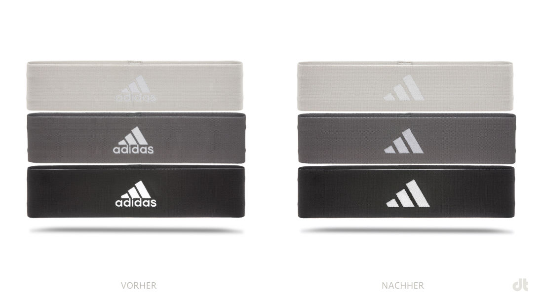Adidas Stirnband – vorher und nachher, Bildquelle: Adidas, Bildmontage: dt
