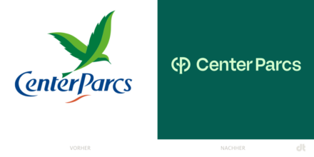 Center Parcs logo redesign, source: Center Parcs, image montage: German
