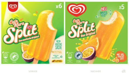 Langnese Split – vorher und nachher, Bildquelle: Unilever, Bildmontage: dt
