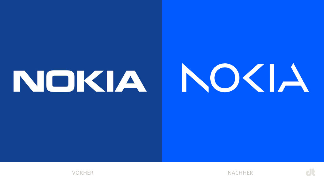 Nokia Logo – vorher und nachher, Bildquelle: Nokia, Bildmontage: dt