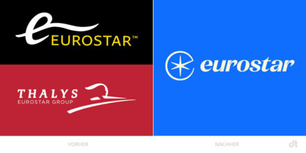 Thalys / Eurostar Logo – vorher und nachher, Bildquelle: Eurostar Group, Bildmontage: dt