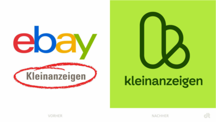 Ebay Kleinanzeigen Logo – vorher und nachher, Bildquelle: Mutabor, Bildmontage: dt