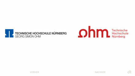Technische Hochschule Nürnberg Logo – vorher und nachher, Bildquelle: Technische Hochschule Nürnberg, Bildmontage: dt