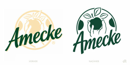 Amecke Logo – vorher und nachher, Bildquelle: Amecke, Bildmontage: dt
