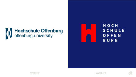 Hochschule Offenburg Logo – vorher und nachher, Bildquelle: Hochschule Offenburg, Bildmontage: dt