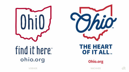 Ohio Logo – vorher und nachher, Bildquelle: TourismOhio, Bildmontage: dt