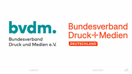 BVDM Logo – vorher und nachher, Bildquelle: BVDM Bildmontage: dt