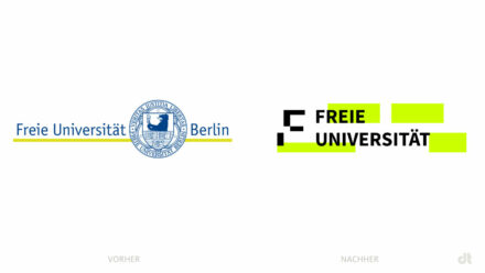 Freie Universität Berlin Logo – vorher und nachher, Bildquelle: Freie Universität Berlin Bildmontage: dt